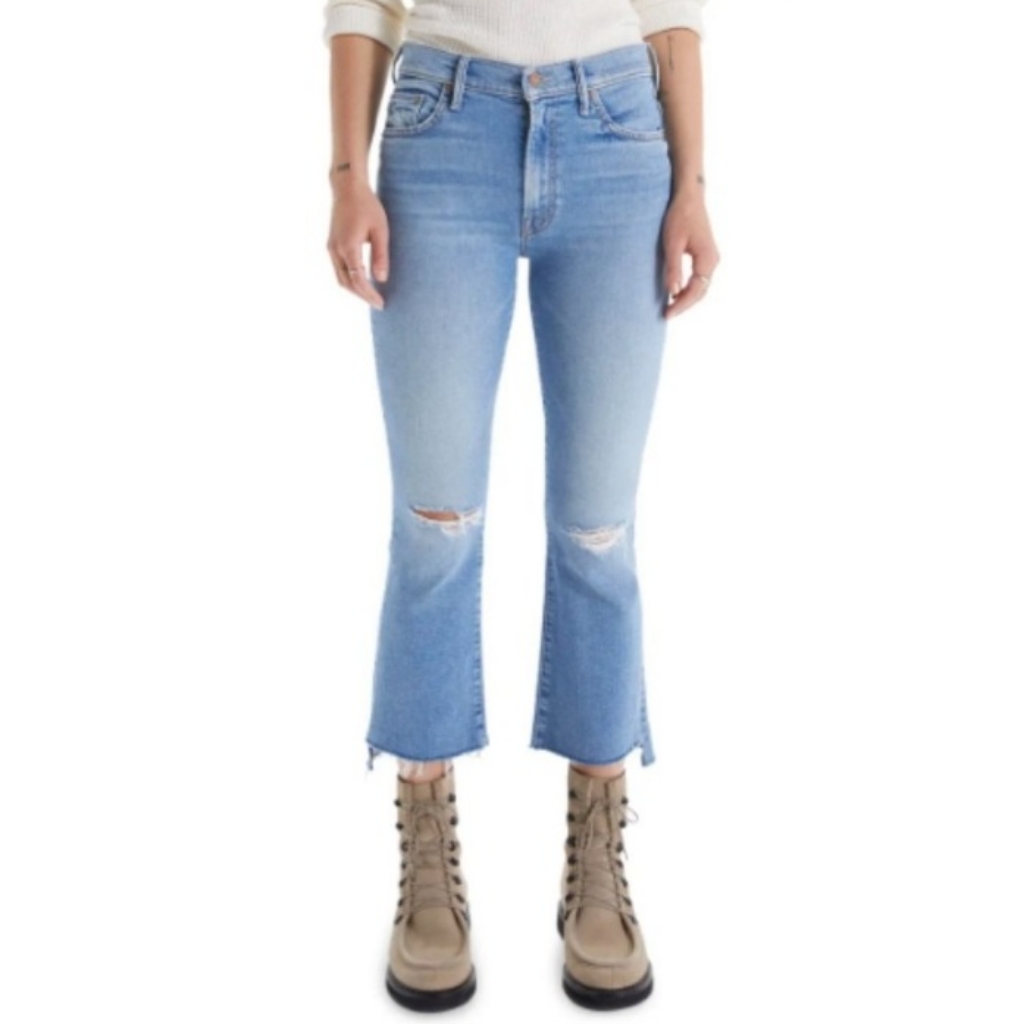 Mother Denim Insider Crop Step Fray Jean Size 26 Twisted Shots Light Wash